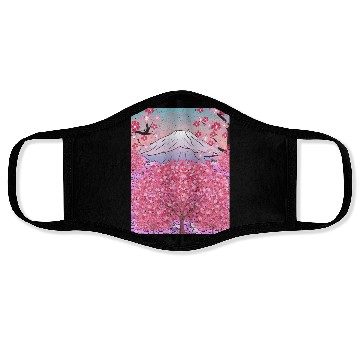 Discover Japan nature mountain sakura gift cherry blossoms Face Masks