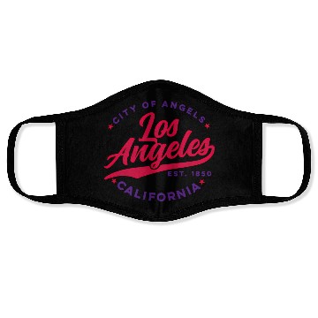 Discover Los Angeles City Of Angels California Red Text Face Masks