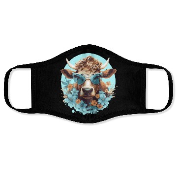 Discover a cow with sunglasses Face Masks