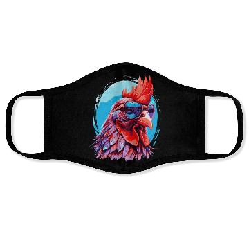Discover Funny chicken with sunglasses Face Masks