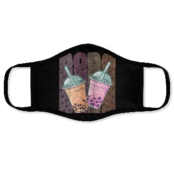 Discover Boba Tea Design Bubbles Bubble Tea Retro Boba Face Masks