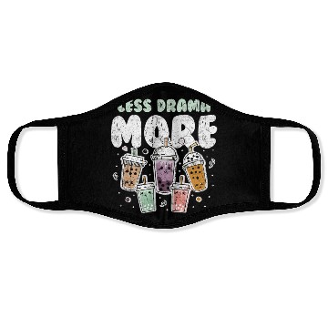 Discover Less Drama More Boba Day Kawaii Bubble Tea Face Masks