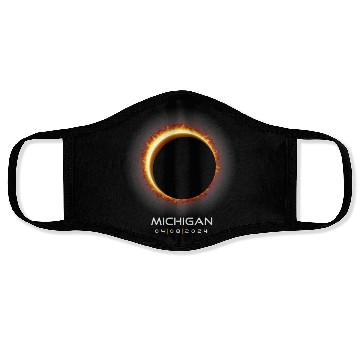 Discover 2024 Michigan Eclipse Memento Souvenir April 8 Face Masks
