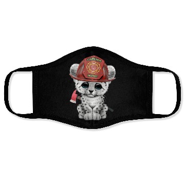 Discover Cute Snow Leopard Cub Firefighter Face Masks