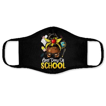 Discover Teacher Black Afro African American Women Last Day Face Masks