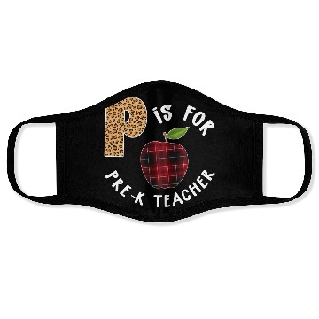 Discover P Is For Pre K Teacher Leopard Buffalo Plaid T Face Masks