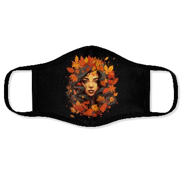 Discover Autumn Woman Nature Leaves Season Face Masks