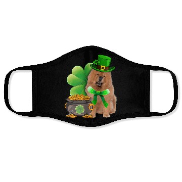 Discover Chow Chow Dog Shamrock Irish Saint St Patrick Day Face Masks