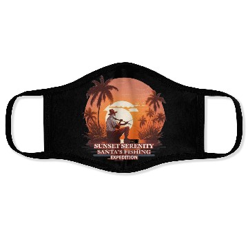 Discover Fishing Santa river t shit design Face Masks
