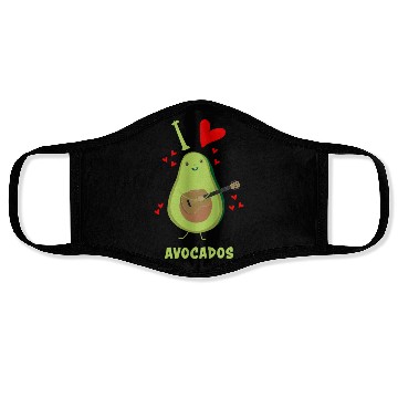 Discover I Love Avocados With Hearts Avocado Playing Guitar Face Masks