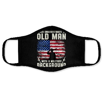 Discover Never Underestimate An Old Man US Army Veteran Face Masks