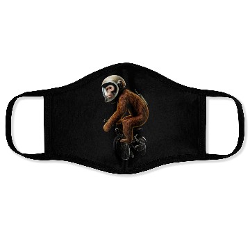 Discover Astronaut monkey on a bike ride Face Masks