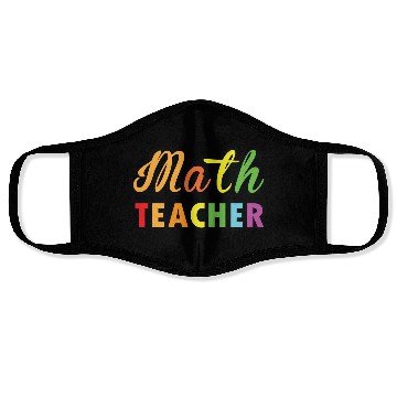 Discover Math Teacher multicolor typography on Products Face Masks