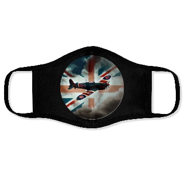 Discover Spitfire Airplane Fighter Plane England UK Face Masks