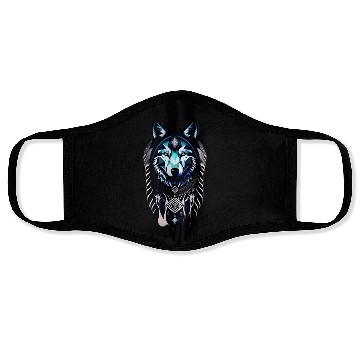 Discover dream catcher geometric wolf Face Masks