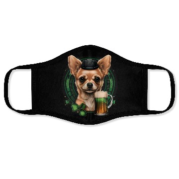 Discover Chihuahua | St. Saint Patricks Day Beer Shamrock Face Masks