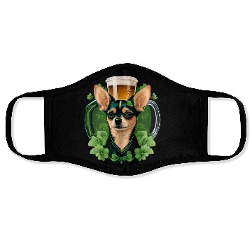 Discover Chihuahua | St. Saint Patricks Day Beer Shamrock Face Masks