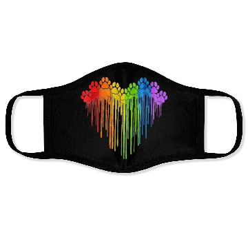 Discover Dog Paws Rainbow Heart Dog Lover Gay Pride LGBT Face Masks
