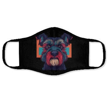 Discover Retro Schnauzer Portrait Face Masks