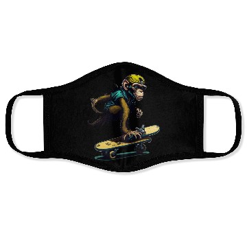 Discover Monkey on a Skateboard Face Masks
