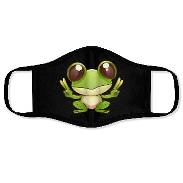 Discover Peace frog frog with peace sign Face Masks