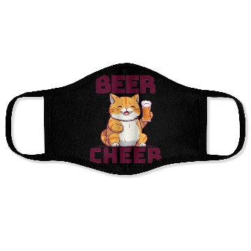 Discover Cute Cat Beer Cheer Face Masks
