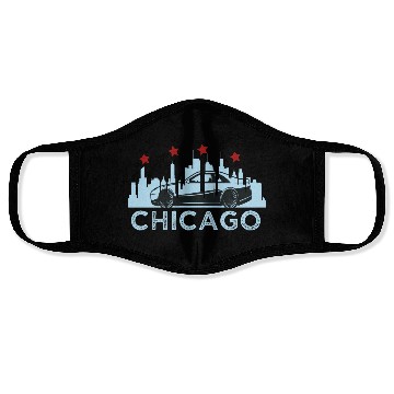 Discover Chicago Skyline Race Car Face Masks