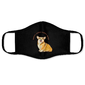Discover Happy mind happy corgi Face Masks