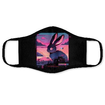 Discover Synthwave Rabbit Cyber Bunny Retro Face Masks