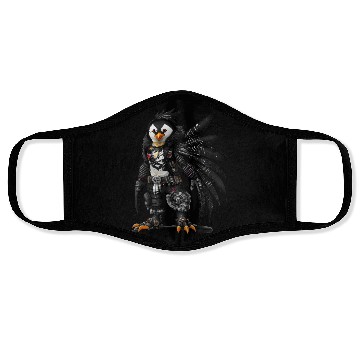 Discover Punkrock Penguin with large feathers Face Masks