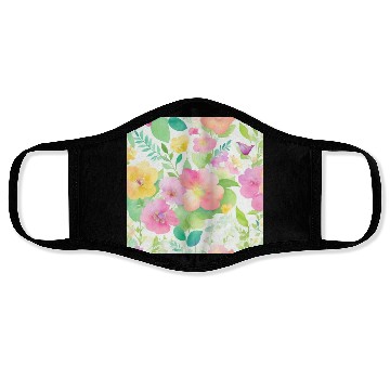Discover watercolor wildflower pattern Face Masks