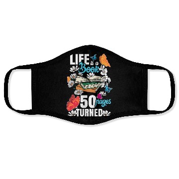 Discover Life Is a Book 50 Pages Bookworm Flower 50th Face Masks