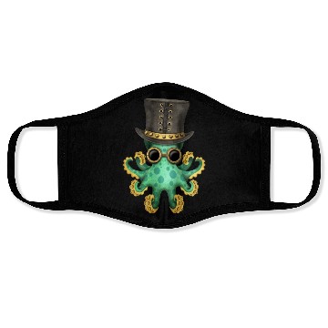 Discover Steampunk Green Octopus Face Masks