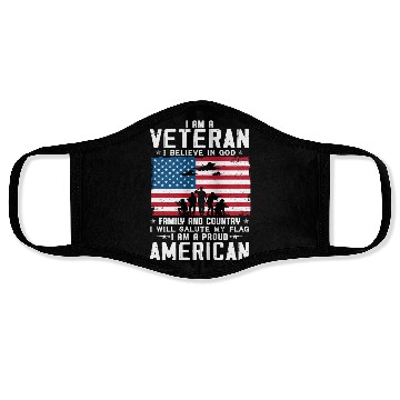 Discover I Am A Proud American Veteran Face Masks