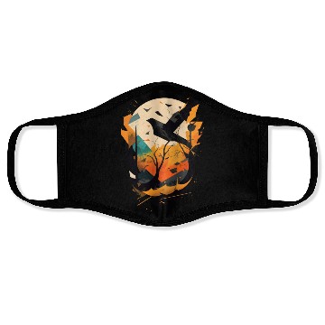 Discover modern nature: black bird Face Masks