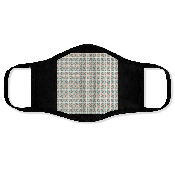 Discover Retro Checkered Pattern Yellow Teal Coral Face Masks
