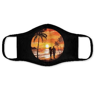 Discover Beach romantic couple Face Masks