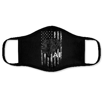 Discover AI US Flag Artificial Intelligence Face Masks