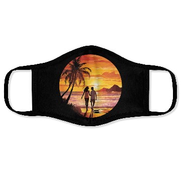 Discover Beach romantic couple Face Masks