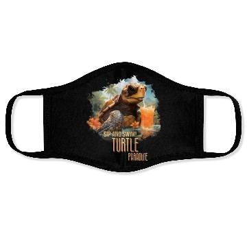 Discover Turtle Paradise: Sip and Swim! Face Masks