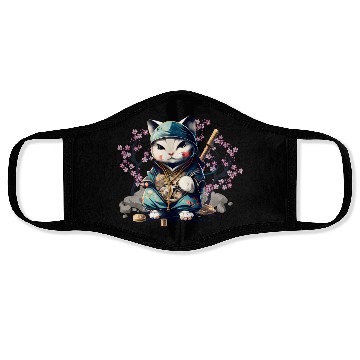 Discover Samurai Cat Anime Kawaii Japanese Style Face Masks