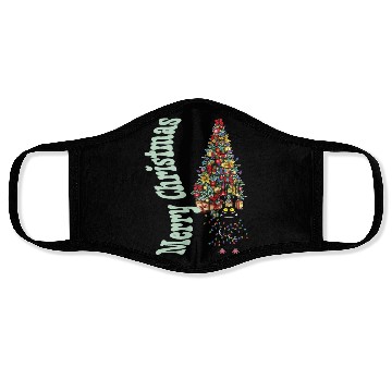 Discover Cat Tangled In the Christmas Tree Lights Face Masks