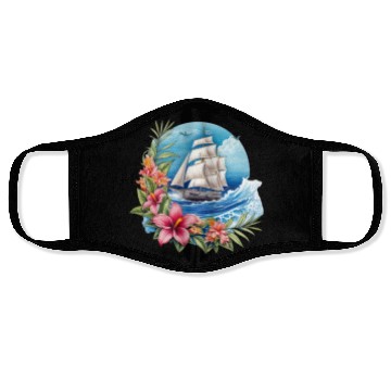 Discover Sailing Ship Sailing Orchids Flowers Sailboat Face Masks