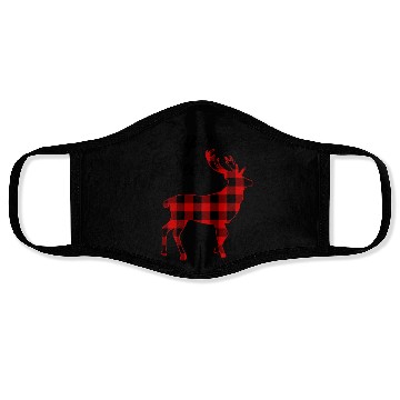 Discover Buffalo Plaid Christmas Deer Face Masks