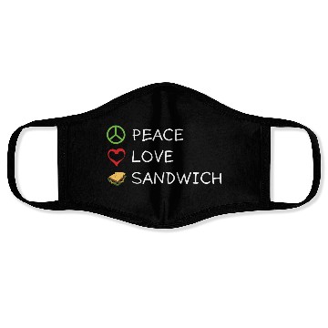 Discover Peace Love Sandwich Hippie Sandwich Lover Face Masks
