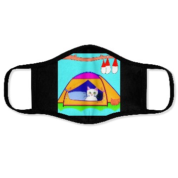 Discover Cat Camping In Nature Face Masks