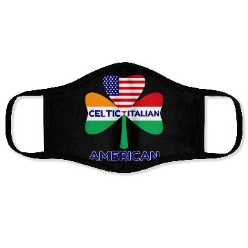 Discover Irish Italian American Flag And Celtic Shamrock Pr Face Masks
