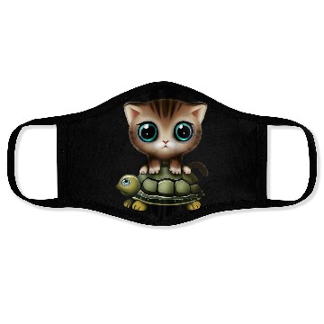 Discover Kitten on turtle Face Masks