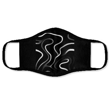 Discover Monochrome Elegance: White Abstract Lines on Black Face Masks