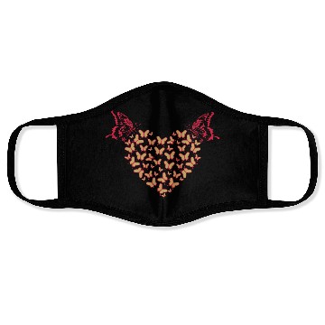Discover Heart pattern with butterflies Face Masks
